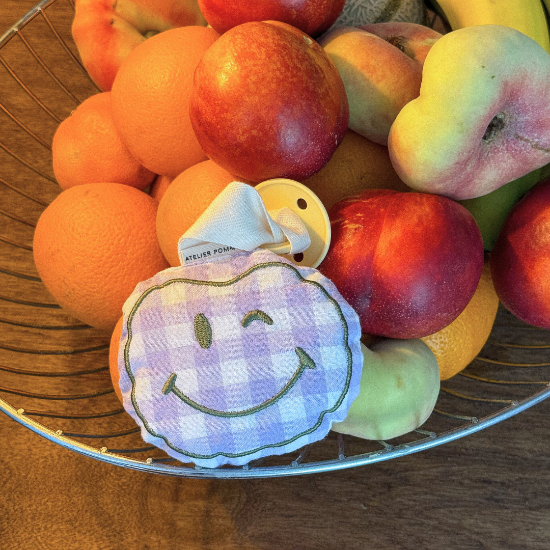 PACIFIER CLOTH POMME | LILA CHECKED