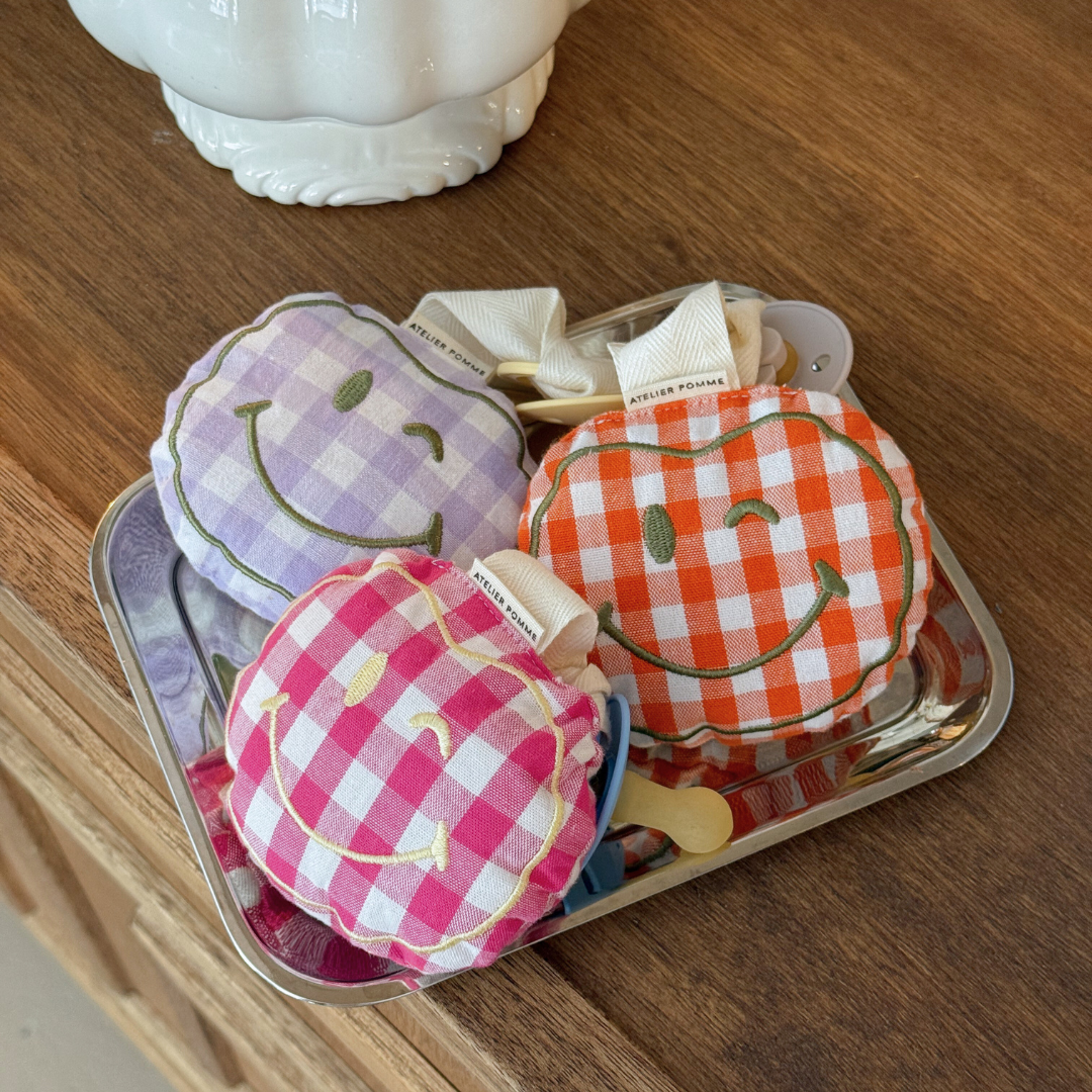 PACIFIER CLOTH POMME | LILA CHECKED