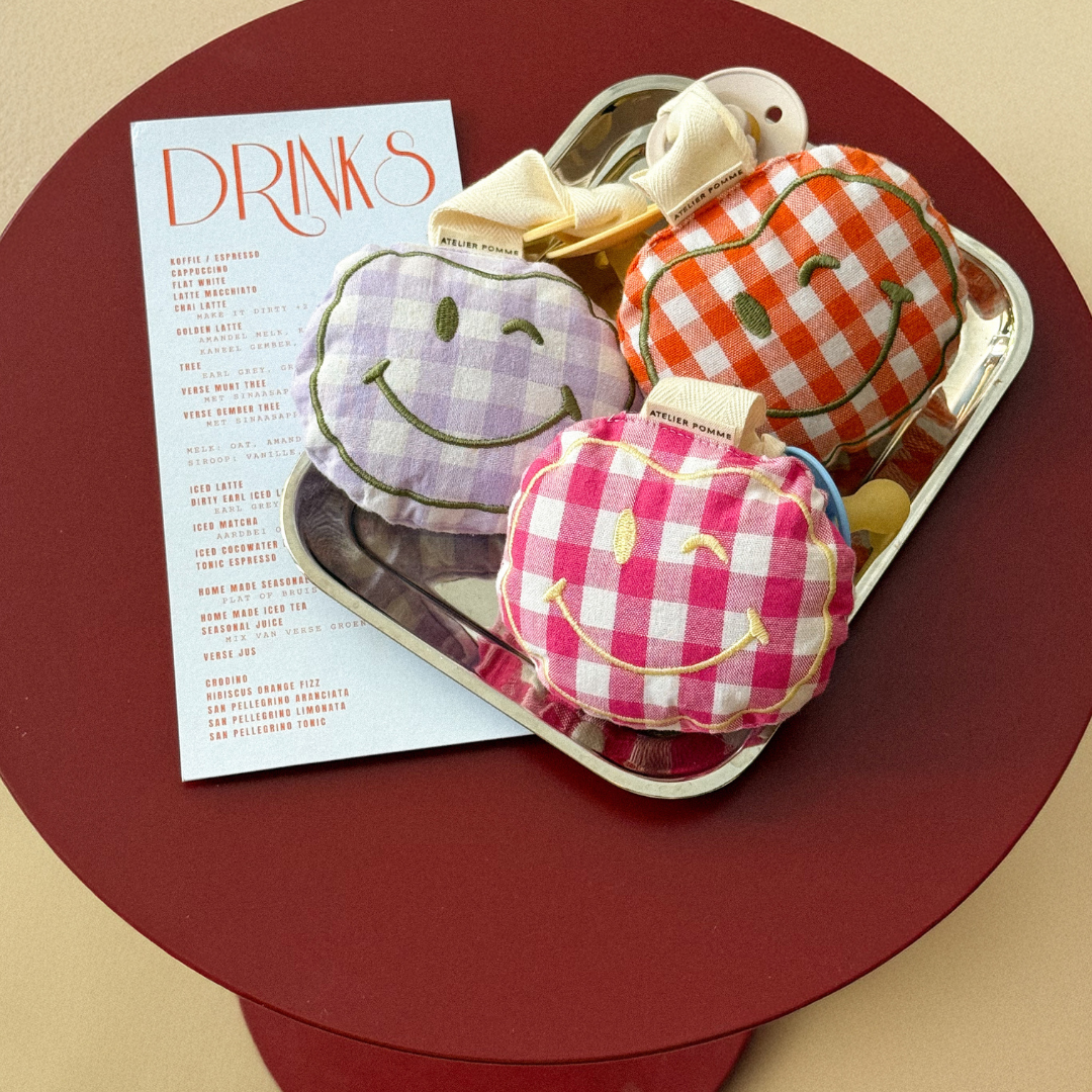 PACIFIER CLOTH POMME | LILA CHECKED