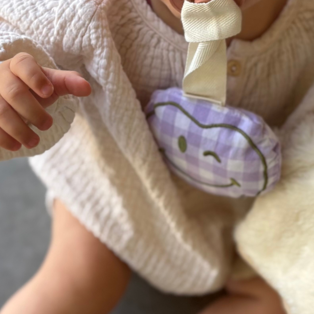 PACIFIER CLOTH POMME | LILA CHECKED