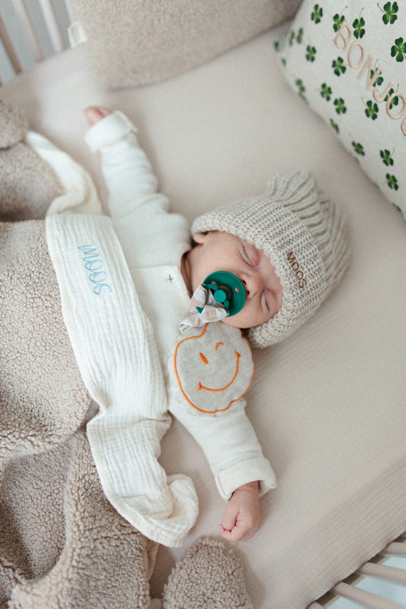 Fitted sheet cot bonjour beige