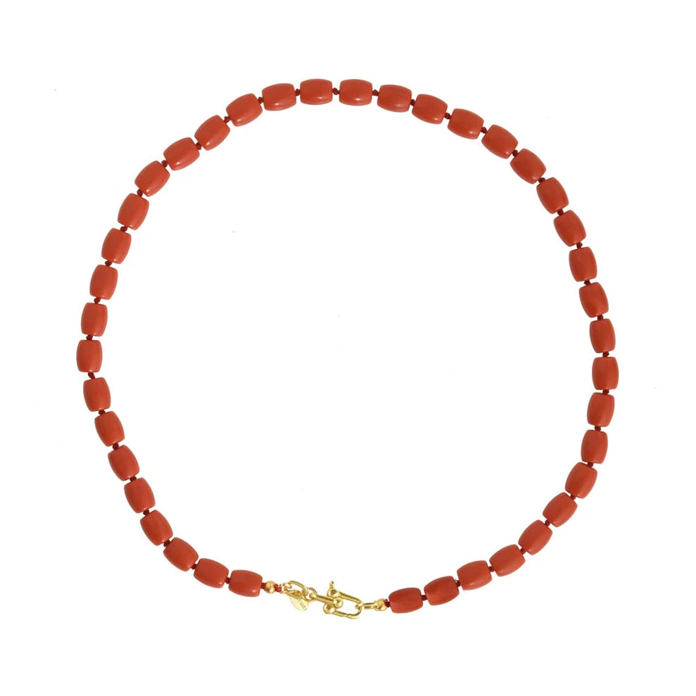 Large knotted coral necklace
