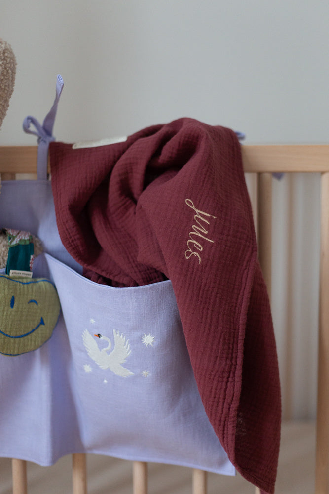 Linen bed pocket lucky lila