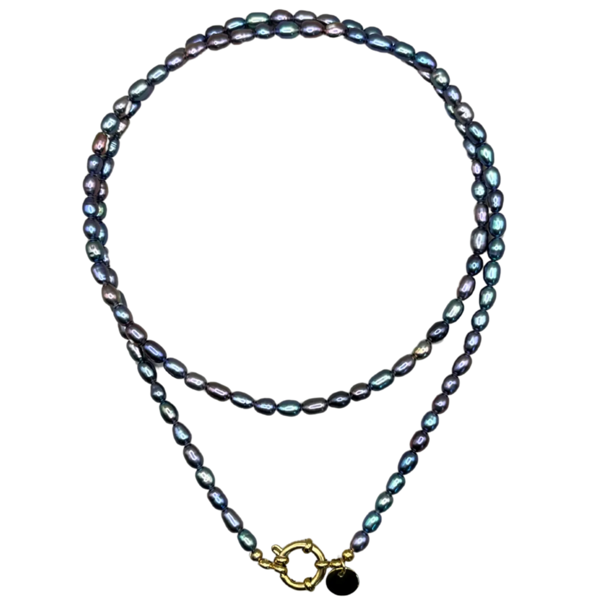 Een blauwe parelketting