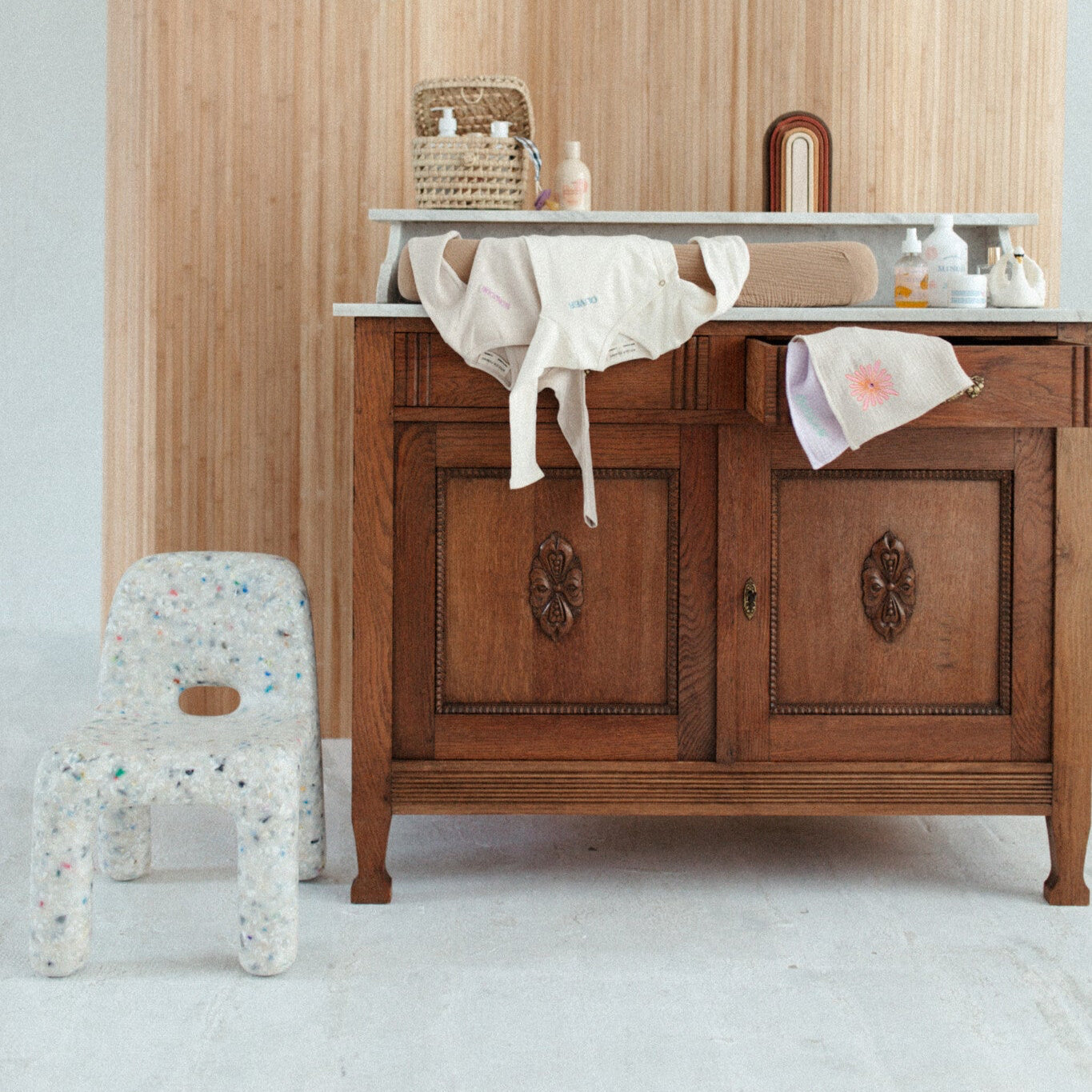 Petit towel bonjour beige