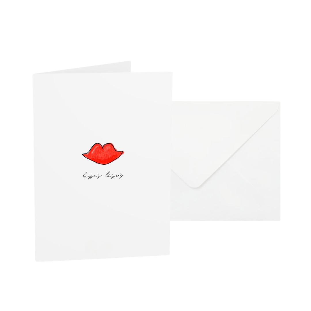 Een wenskaart met een enveloppe