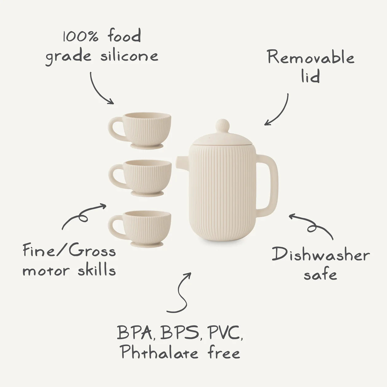 Speelset met een theepot en theekopjes