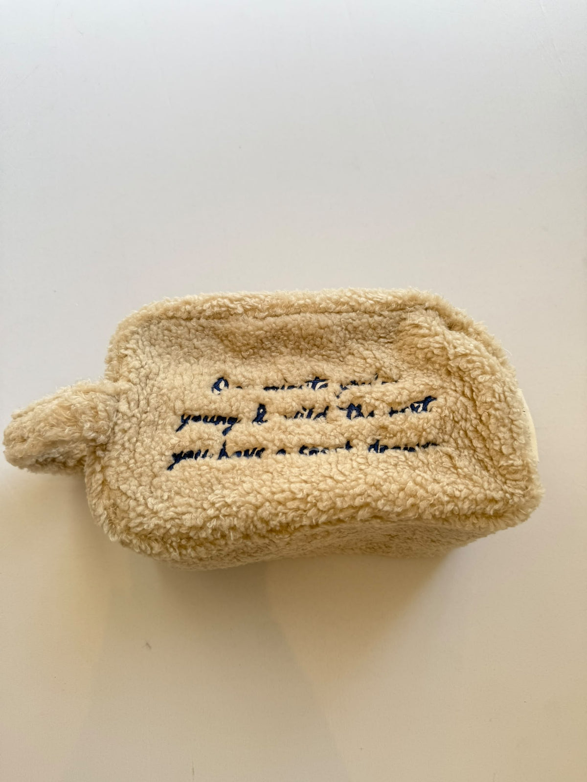 SAMPLE SALE |Teddy Pouch blue text