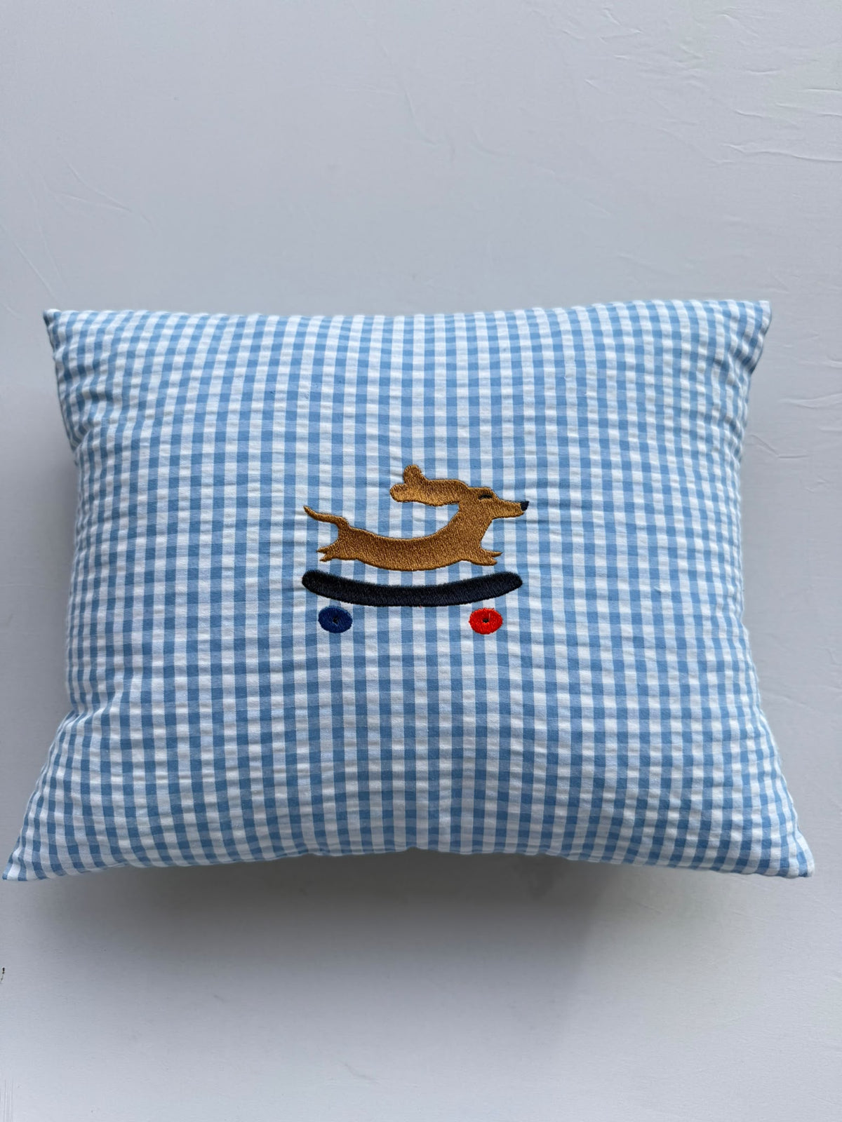 SAMPLE SALE |Cushion Checked Blue Petit Sausage 30x40