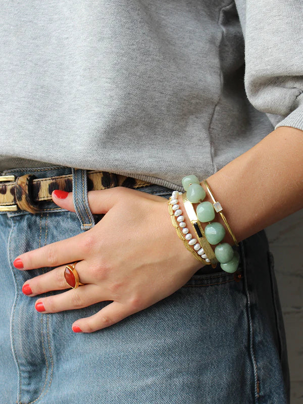 Geknüpftes Armband | Grüne Jade
