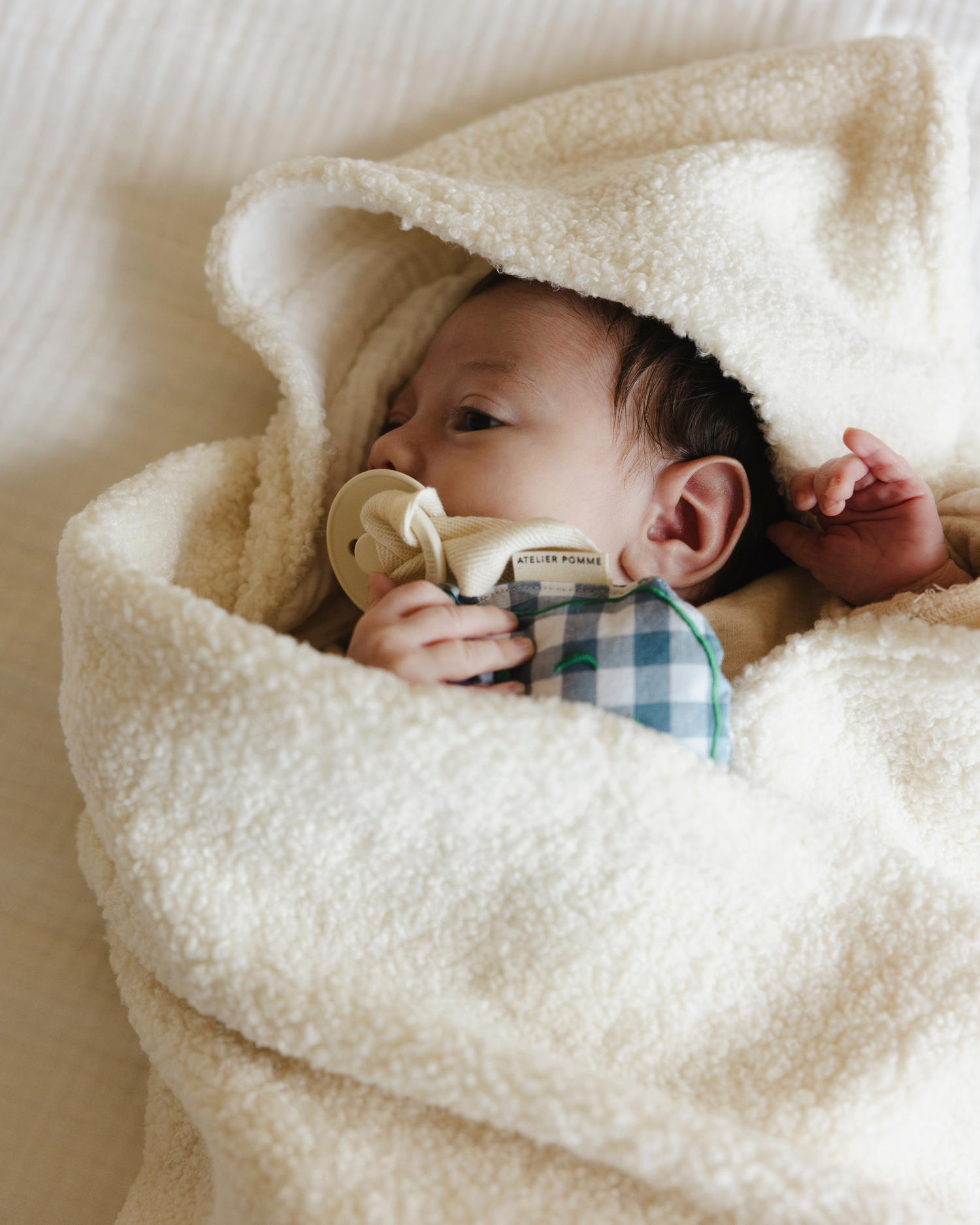 PACIFIER CLOTH POMME | CHECKED MISTY BLUE