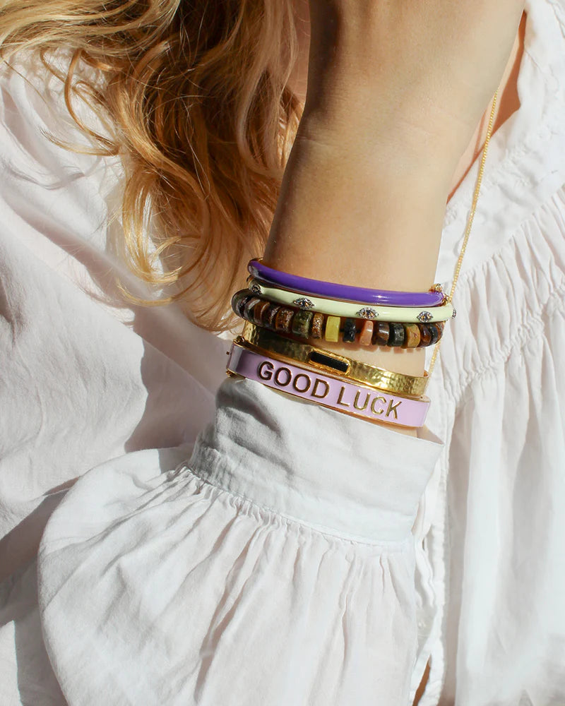 Enamel bangle met zirkonia | Gebroken wit