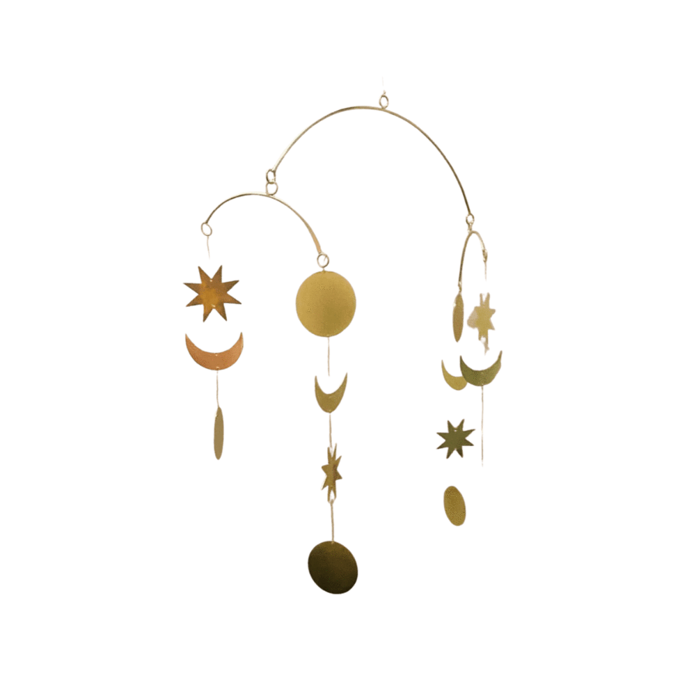 Brass mobile moon and stars 