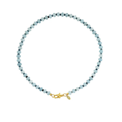 Blue jade gemstone donut necklace