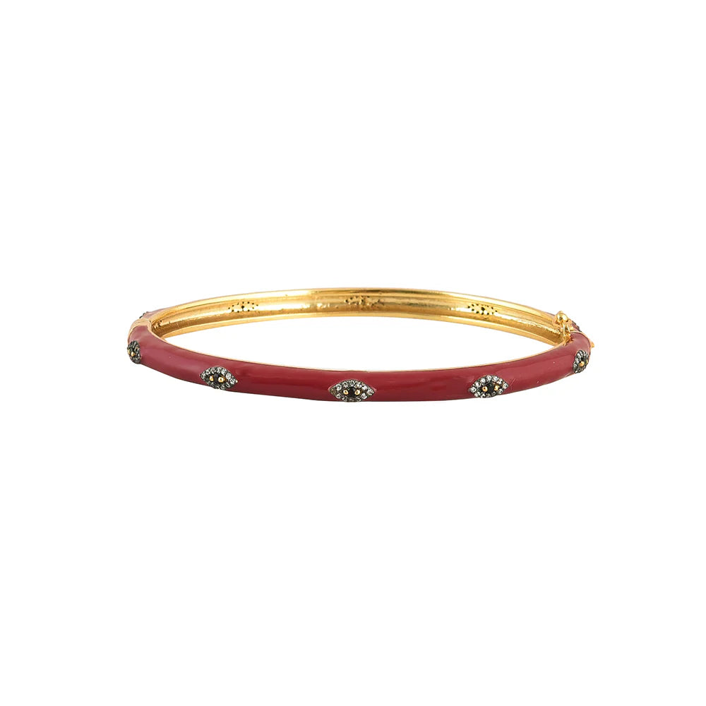 Enamel bangle with Cubic Zirconia | Burgundy Red