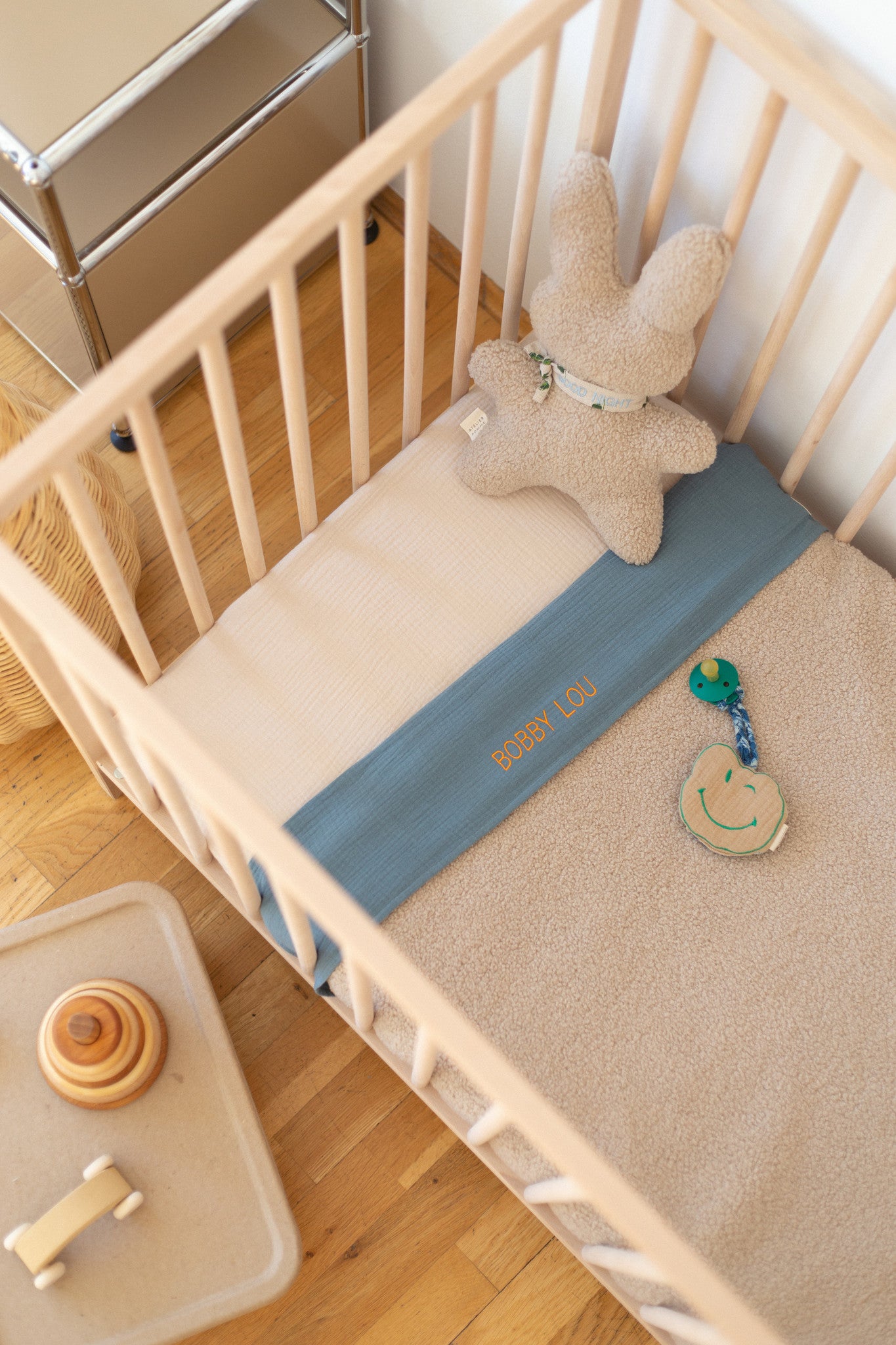 Flat sheet cot misty blue 