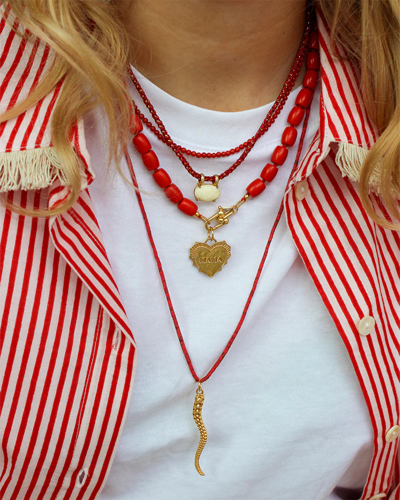 Large knotted coral necklace