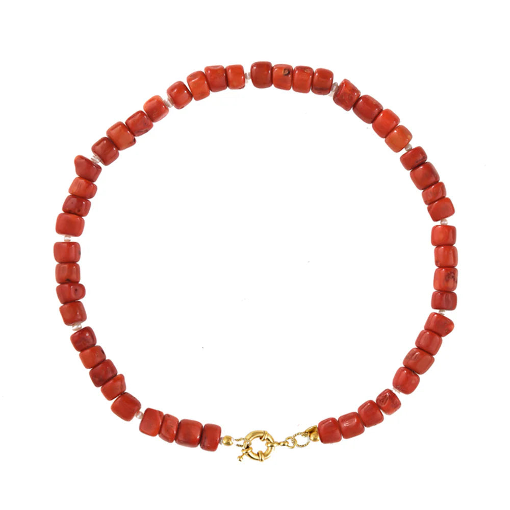 Large coral necklace with pearls