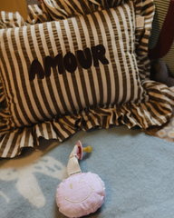 CUSHION RAYURE FRILL | FINE BROWN