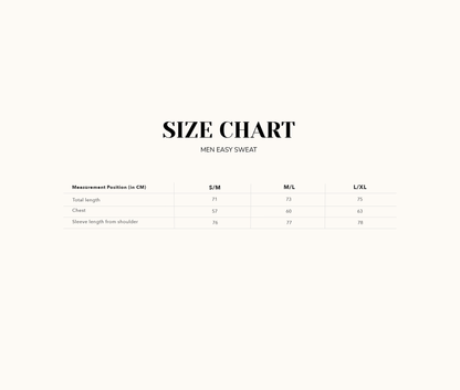 Maattabel mannen sweater