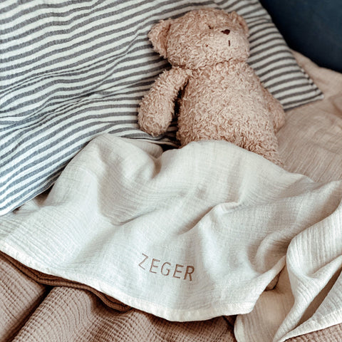 MUSLIN BED SET FINE BROWN | WIEG