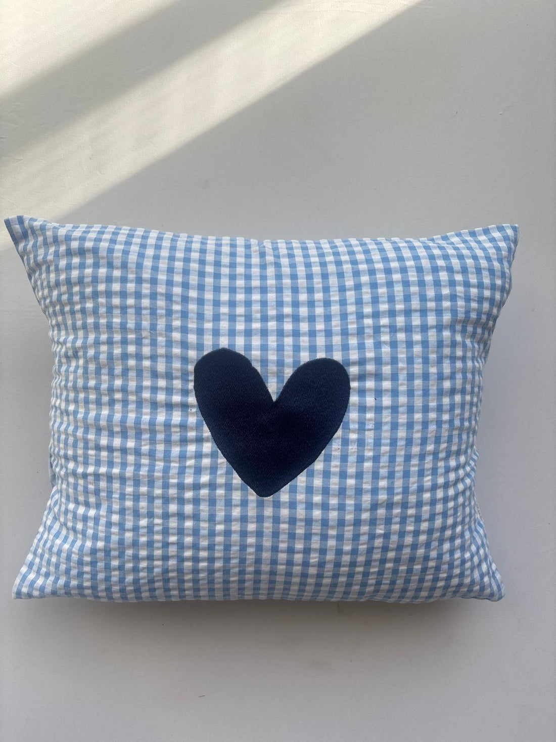 SAMPLE SALE |Cushion Checked Dreamy Blue Heart 30x40