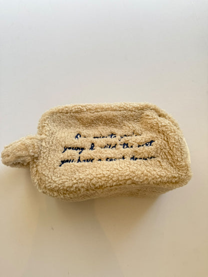 SAMPLE SALE |Teddy Pouch blue text