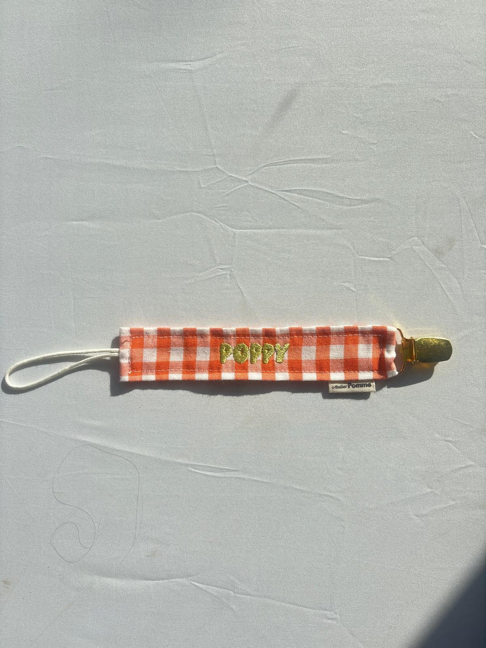 SAMPLE SALE | Pacifier Cord Checked Oopsie Orange Poppy