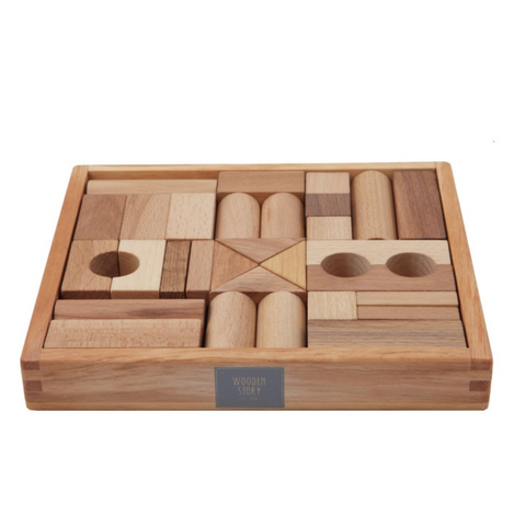 HOUTEN BLOKKEN IN SCHAAL | 30 STUKS