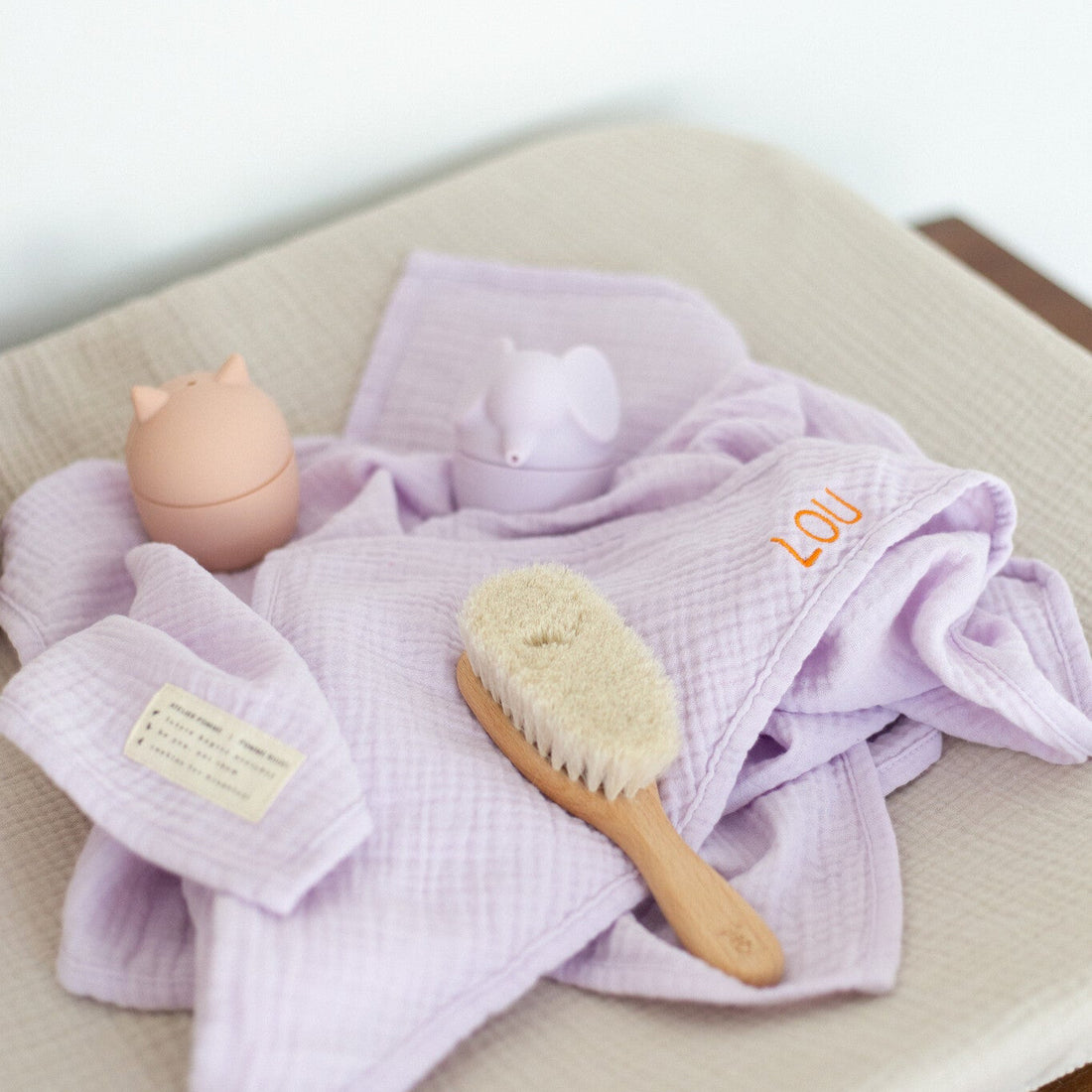 Paarse bad handdoek voor baby&