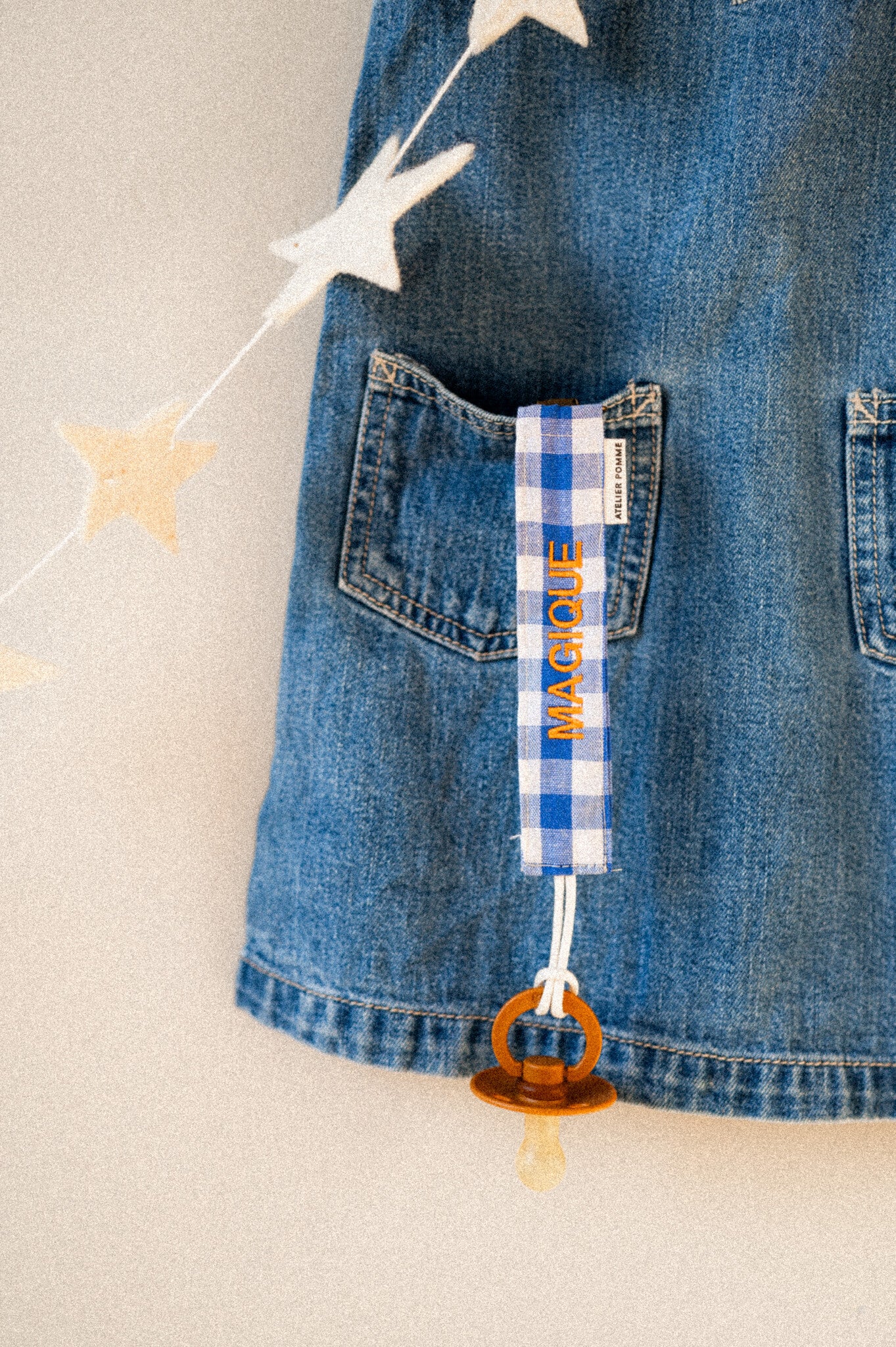 PACIFIER CORD  CHECKED IN | BOOGIE BLUE